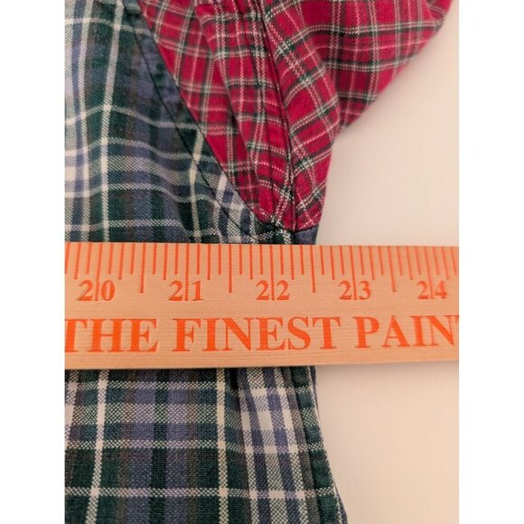 Tommy Hilfiger Patchwork Plaid Shirt Mens Size Medium Red Preppy Long Sleeve 90s - Picture 9 of 10